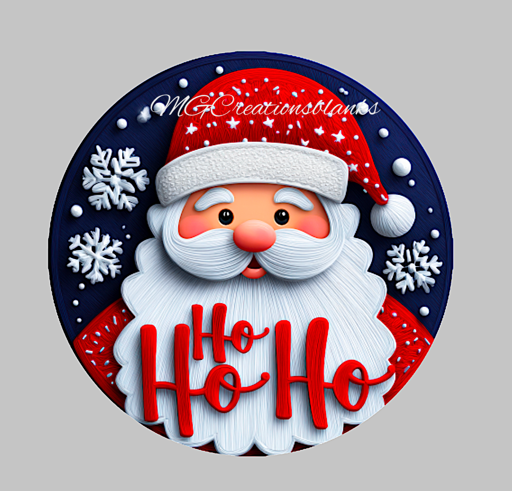 Ho Ho Ho Santa clear acrylic blank for badge reel with matching vinyl decal, santa acrylic blank, Christmas ho ho ho decal, acrylic, Christmas acrylic blank