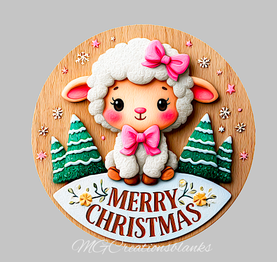 Merry Christmas clear acrylic blank for badge reel with matching vinyl decal, santa acrylic blank, Merry Christmas vinyl decal, Lamb decal, Merry Christmas acrylic blank