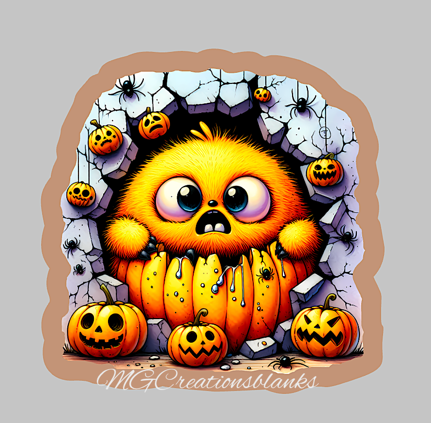 Halloween monster clear acrylic blanks for badge reels with matching vinyl decal, acrylic blank, decal, vinyl decal, Halloween monster acrylic blank, Halloween monster