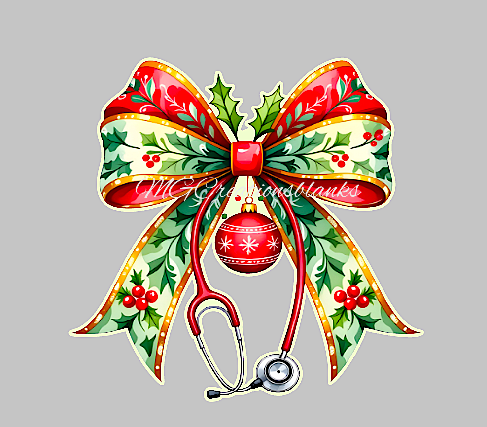 Holiday nurse stethoscope clear acrylic blank for badge reel with vinyl decal, Santa's favorite nurse acrylic blank, Nurse vinyl decal, Christmas decal, acrylic, Christmas nurse acrylic blank, Nurse stethoscope, Nurse, stethoscope