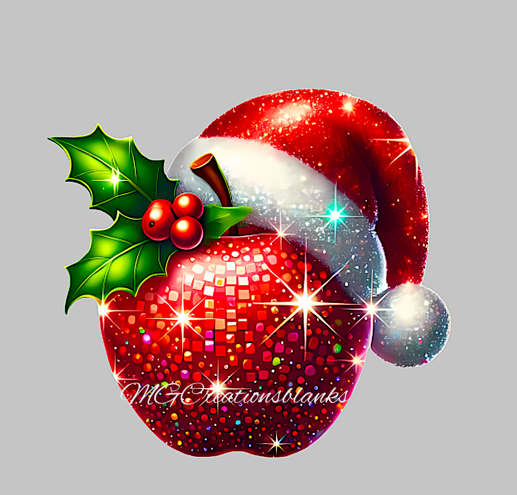 Santa teacher apple clear acrylic blank for badge reel with vinyl decal, Teacher Christmas acrylic blank, teacher vinyl decal, Santa's favorite teacher acrylic blank