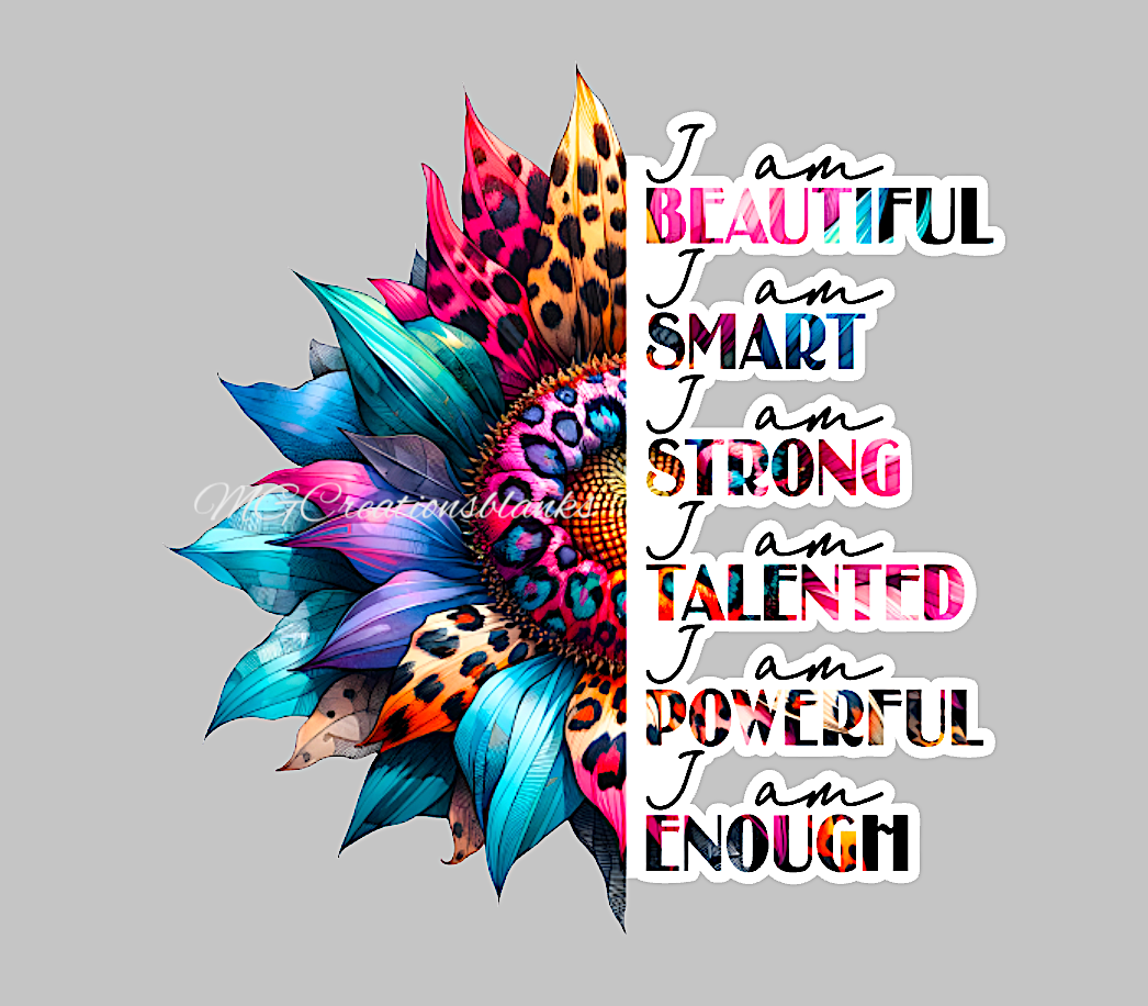 I am beautiful, I am strong, I am enough acrylic blanks & vinyl decal, acrylic blank, decal, vinyl decal, cast acrylic, Strong, Beautiful, Enough clear acrylic blank, clear acrylic blank badge reel, enough acrylic blank