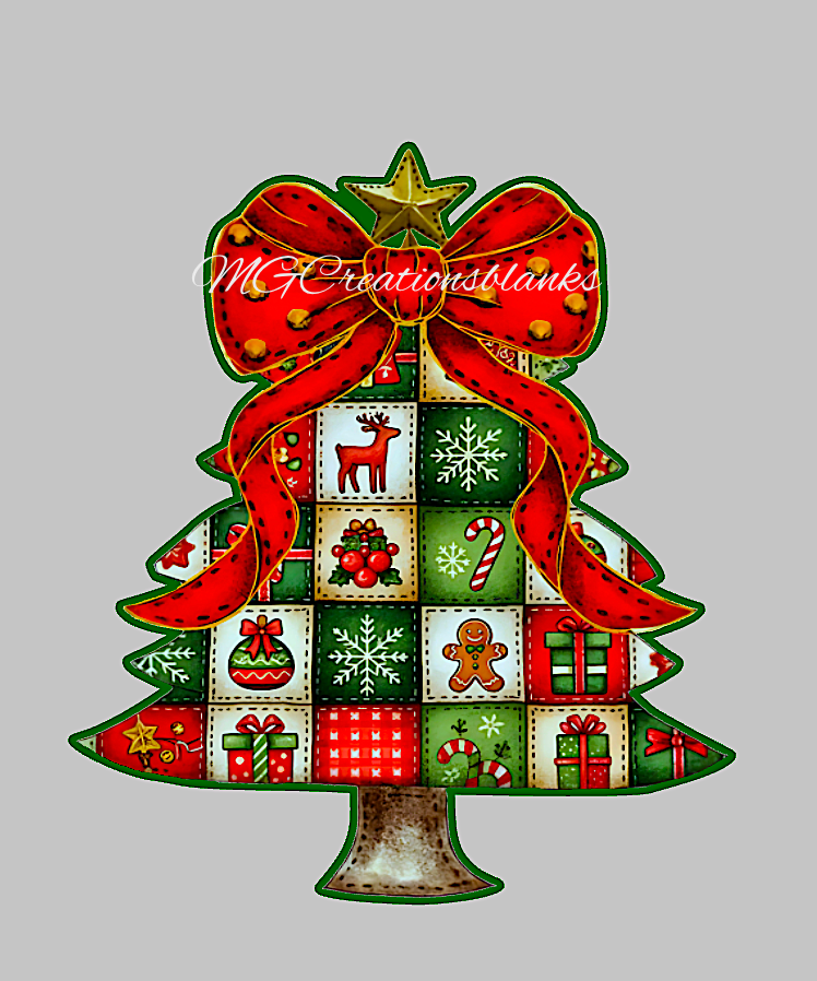 Patchwork Christmas Tree clear acrylic blank for badge reel with vinyl decal, tree DIY acrylic blank, Christmas tree decal, Christmas tree craft acrylic, Christmas Tree acrylic blank (Copy)