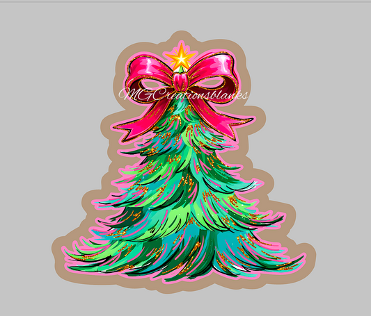 Christmas tree clear acrylic blank for badge reel with vinyl decal, tree DIY acrylic blank, Christmas tree decal, Christmas tree craft acrylic, Christmas Tree acrylic blank