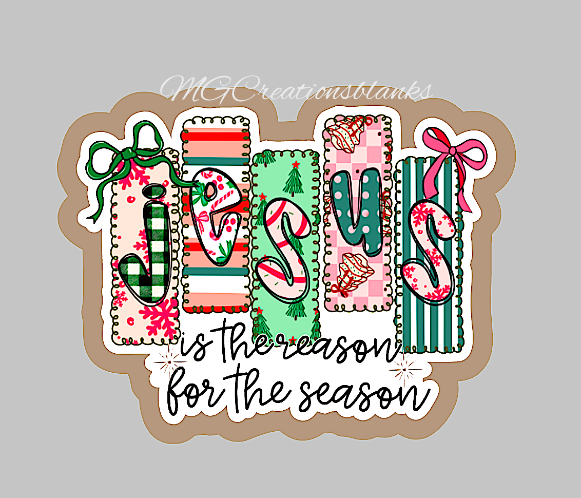 Jesus is the reason for the season clear acrylic blank for badge reel with vinyl decal, Jesus is the reason acrylic blank, Jesus is the reason craft blank