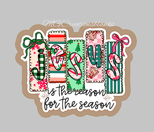 Jesus is the reason for the season clear acrylic blank for badge reel with vinyl decal, Jesus is the reason acrylic blank, Jesus is the reason craft blank