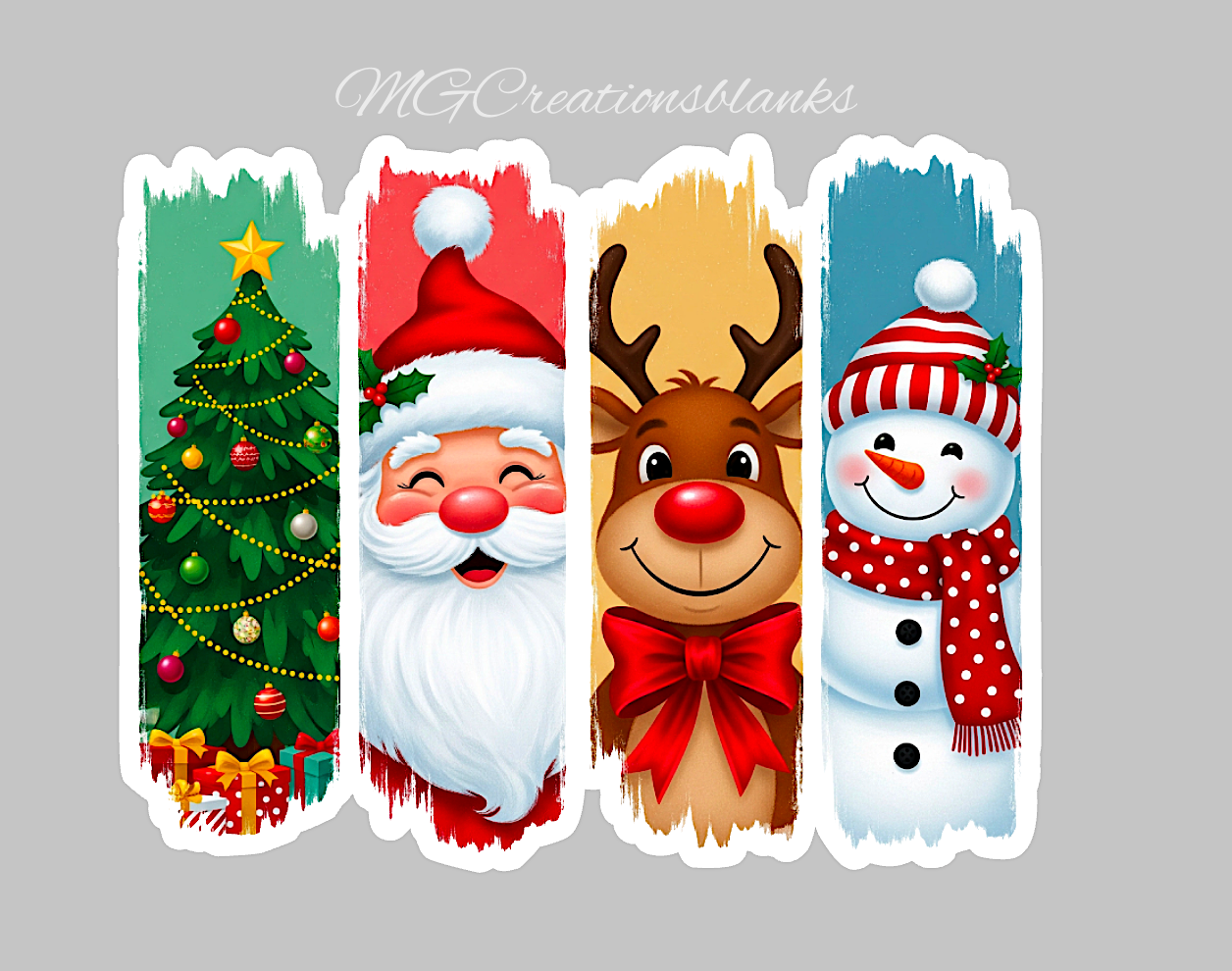 Merry Christmas clear acrylic blank for badge reel with vinyl decal, Santa acrylic blank, Merry Christmas vinyl decal, Santa reindeer decal, Merry Christmas acrylic blank