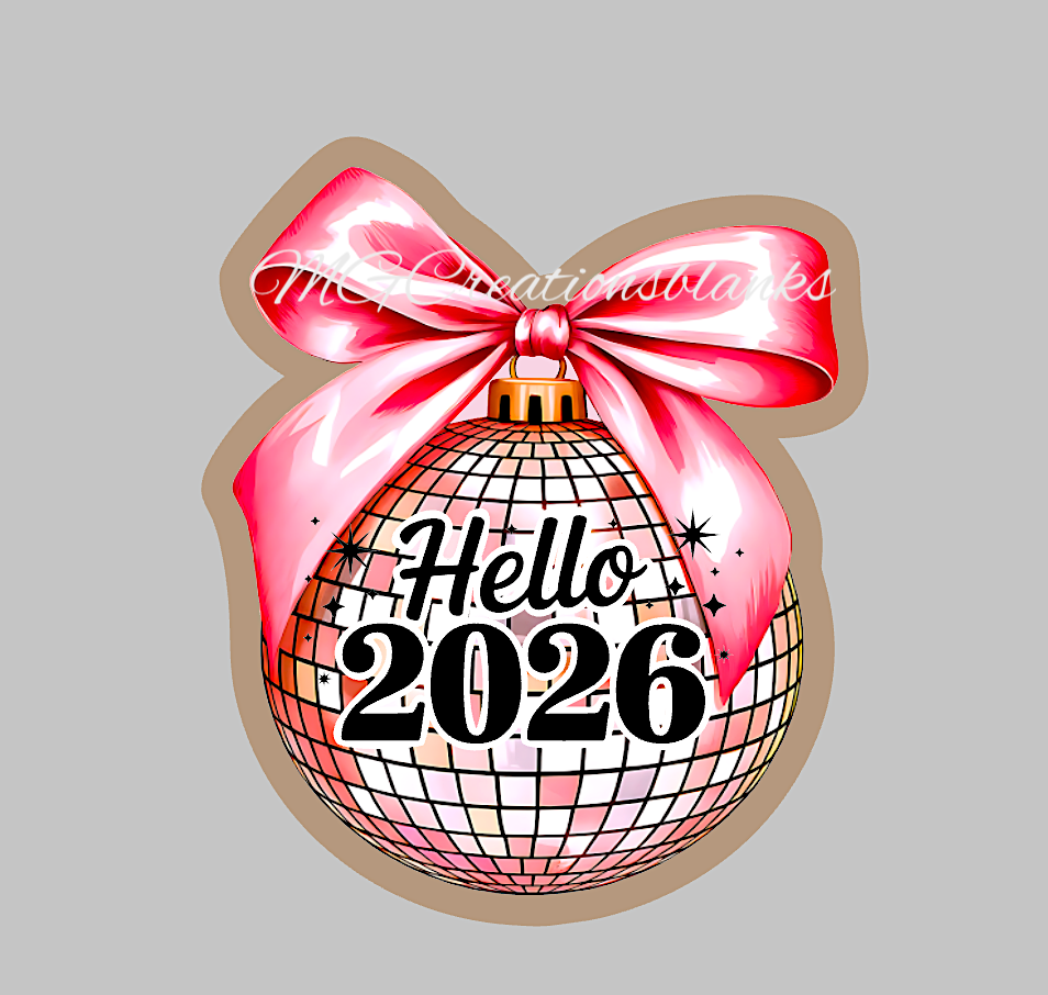 Happy New Year clear acrylic blank for badge reel with vinyl decal, 2026 acrylic blank, Happy New Year badge reel, Happy New Year acrylic blank