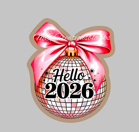 Happy New Year clear acrylic blank for badge reel with vinyl decal, 2026 acrylic blank, Happy New Year badge reel, Happy New Year acrylic blank