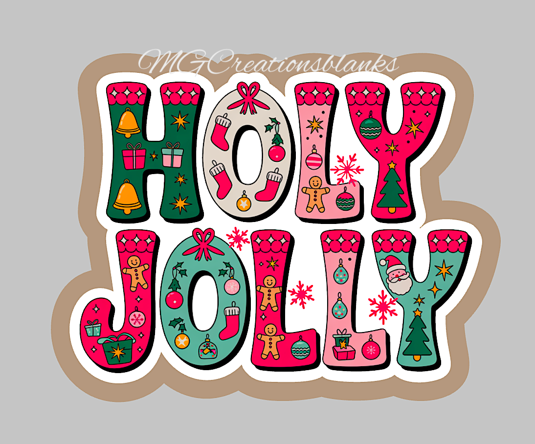 Merry Christmas clear acrylic blank for badge reel with vinyl decal, Holly Jolly Christmas acrylic blank, Merry Christmas vinyl decal, Merry Christmas acrylic blank