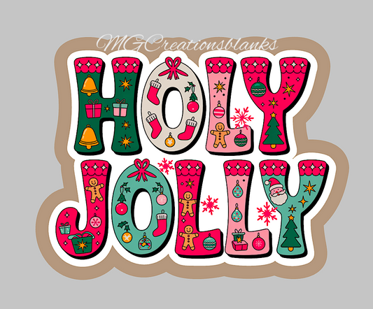 Merry Christmas clear acrylic blank for badge reel with vinyl decal, Holly Jolly Christmas acrylic blank, Merry Christmas vinyl decal, Merry Christmas acrylic blank