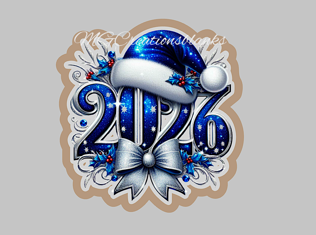 Happy New Year clear acrylic blank for badge reel with vinyl decal, 2026 acrylic blank, Happy New Year badge reel, Happy New Year acrylic blank