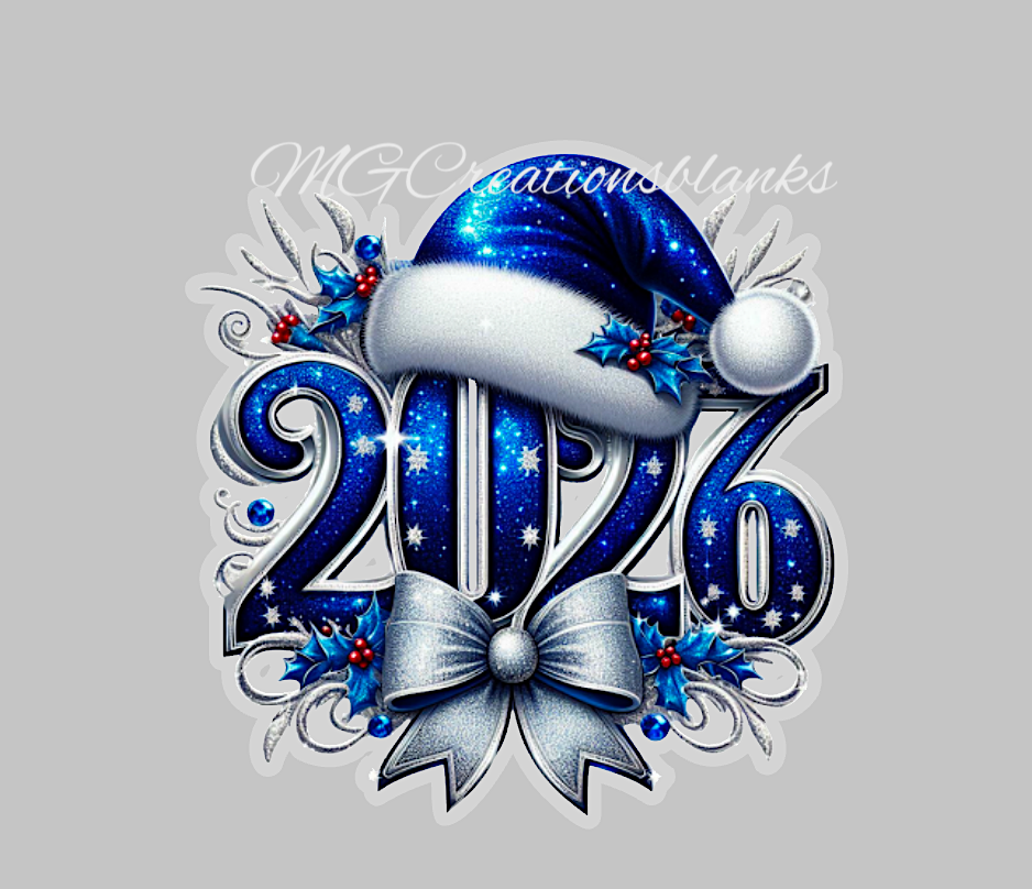 Happy New Year clear acrylic blank for badge reel with vinyl decal, 2026 acrylic blank, Happy New Year badge reel, Happy New Year acrylic blank