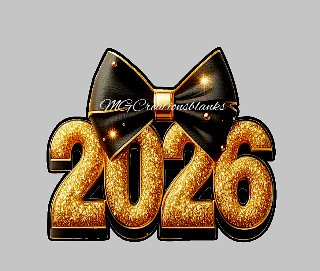 Happy New Year clear acrylic blank for badge reel with vinyl decal, 2026 acrylic blank, Happy New Year badge reel, Happy New Year acrylic blank