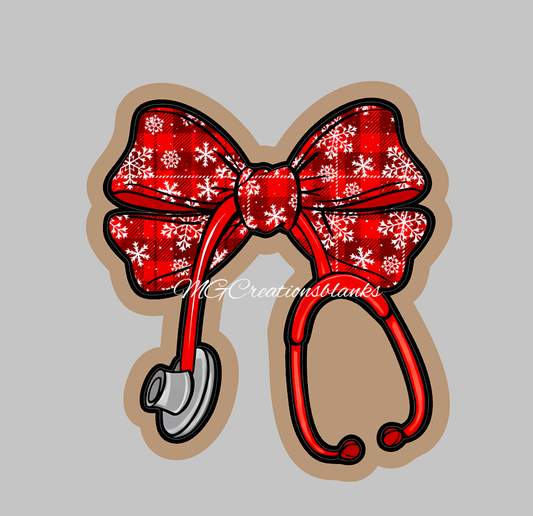 Nurse Christmas stethoscope clear acrylic blank for badge reel with matching vinyl decal, Santa's favorite nurse acrylic blank, Nurse vinyl decal, Christmas decal, acrylic, Christmas nurse acrylic blank, Stethoscope, Nurse