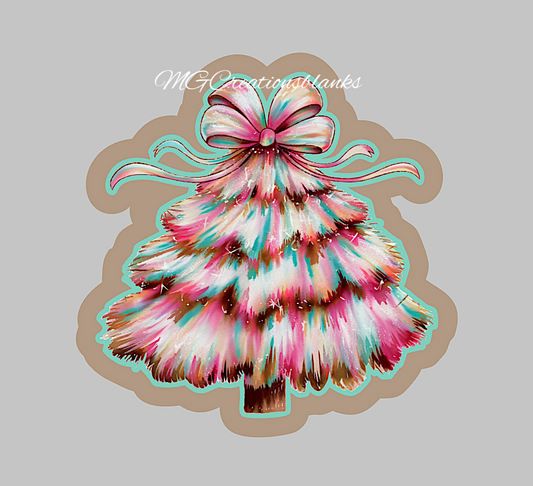 Christmas tree clear acrylic blank for badge reel with vinyl decal, tree DIY acrylic blank, Christmas tree decal, Christmas tree craft acrylic, Christmas Tree acrylic blank