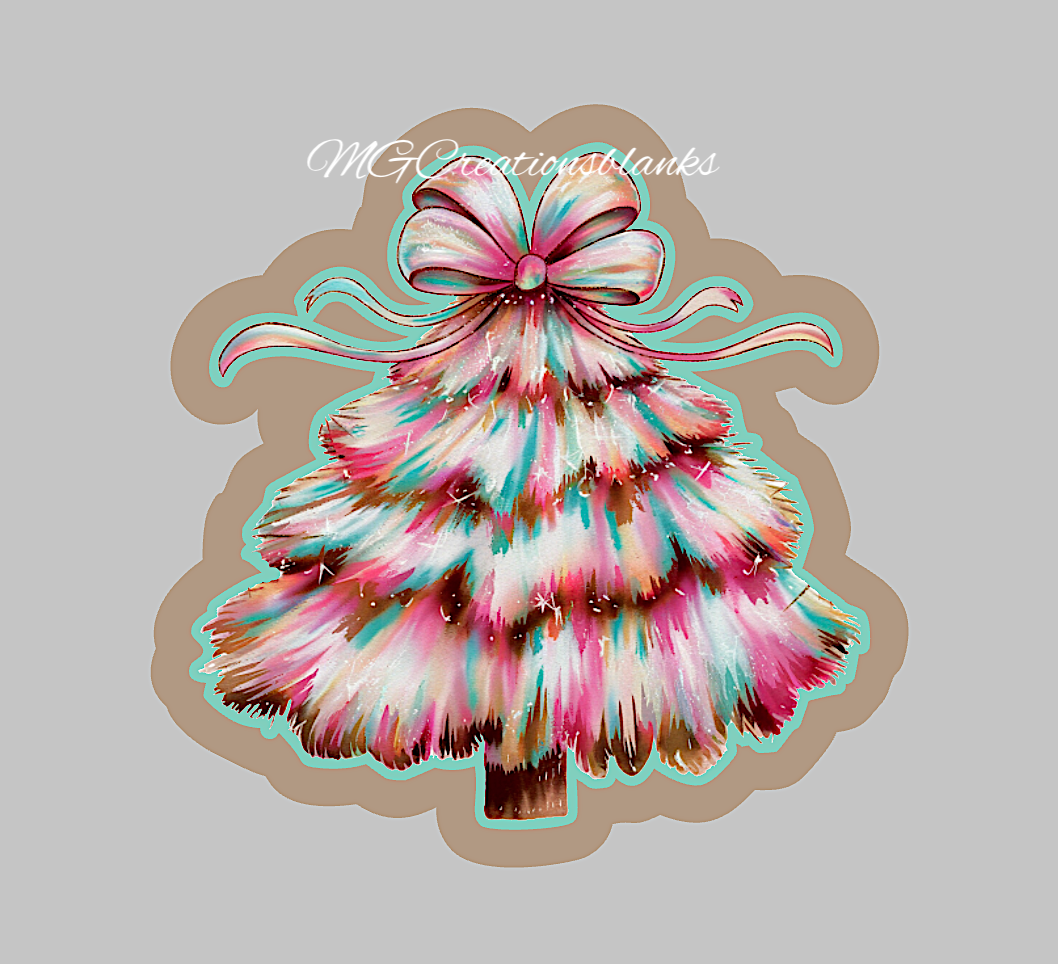 Christmas tree clear acrylic blank for badge reel with vinyl decal, tree DIY acrylic blank, Christmas tree decal, Christmas tree craft acrylic, Christmas Tree acrylic blank