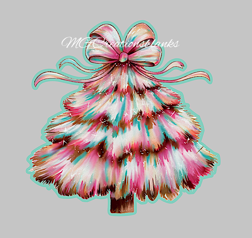 Christmas tree clear acrylic blank for badge reel with vinyl decal, tree DIY acrylic blank, Christmas tree decal, Christmas tree craft acrylic, Christmas Tree acrylic blank