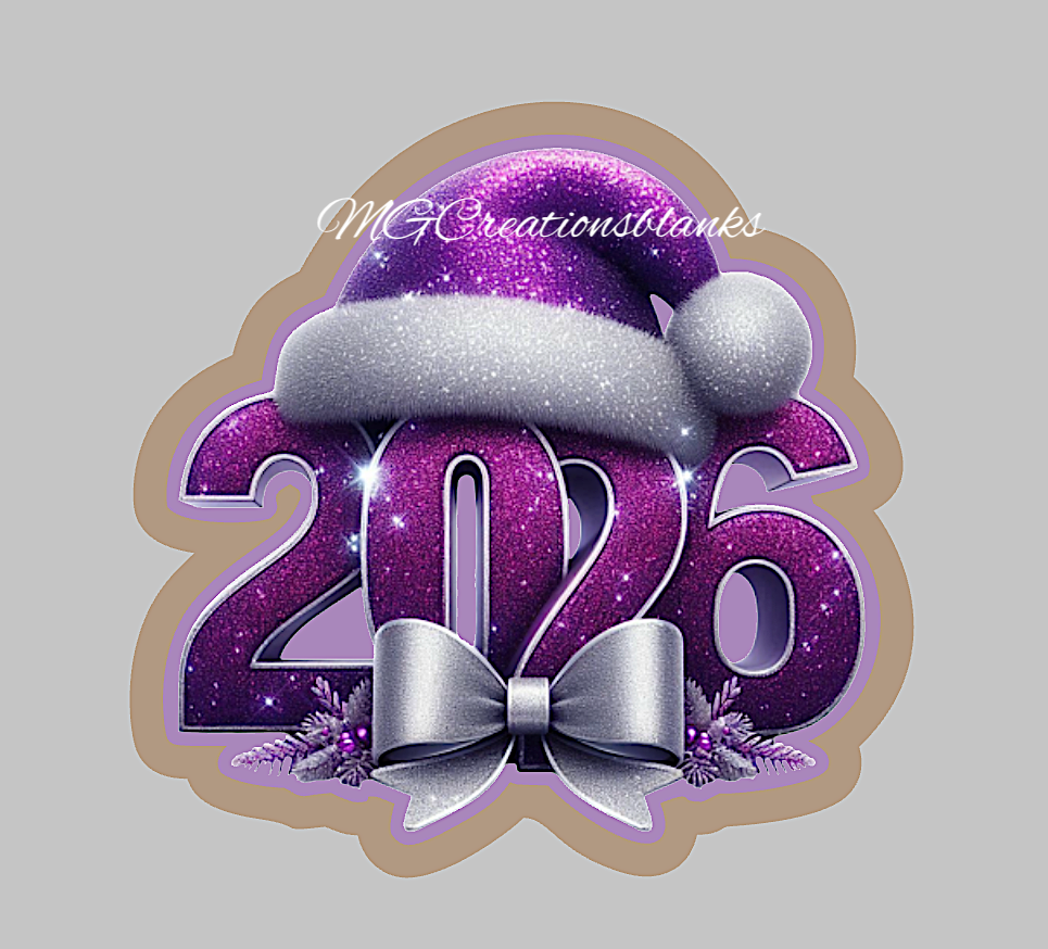 Happy New Year clear acrylic blank for badge reel with vinyl decal, 2026 acrylic blank, Happy New Year badge reel, Happy New Year acrylic blank