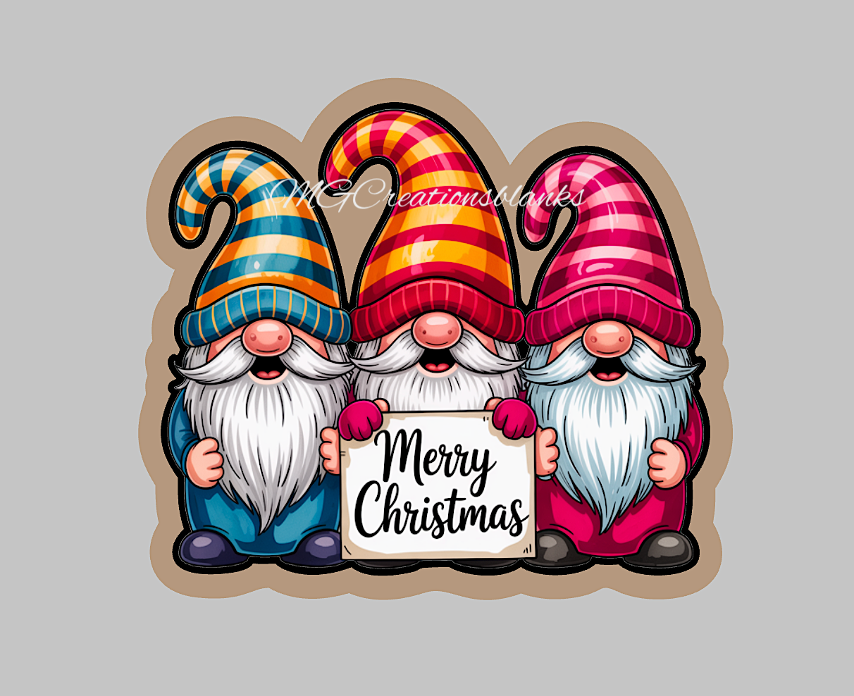 Christmas Gnomes acrylic blank for badge reel with vinyl decal, holiday acrylic blank, Christmas gnome vinyl decal, Christmas gnomes decal, Christmas gnome, Merry Christmas