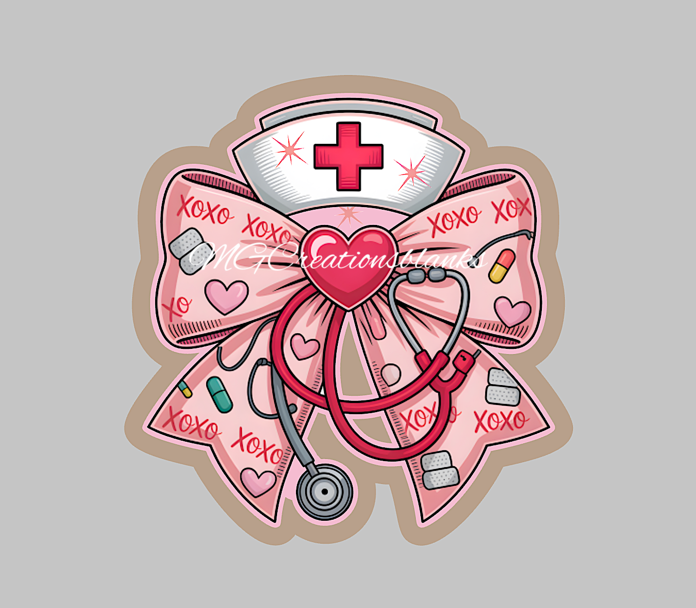 Valentine Nurse stethoscope clear acrylic blank for badge reels with vinyl decal, Valentine bow acrylic blank, Valentine nurse vinyl decal, Valentine Teacher acrylic blank, Stethos acrylic blanks