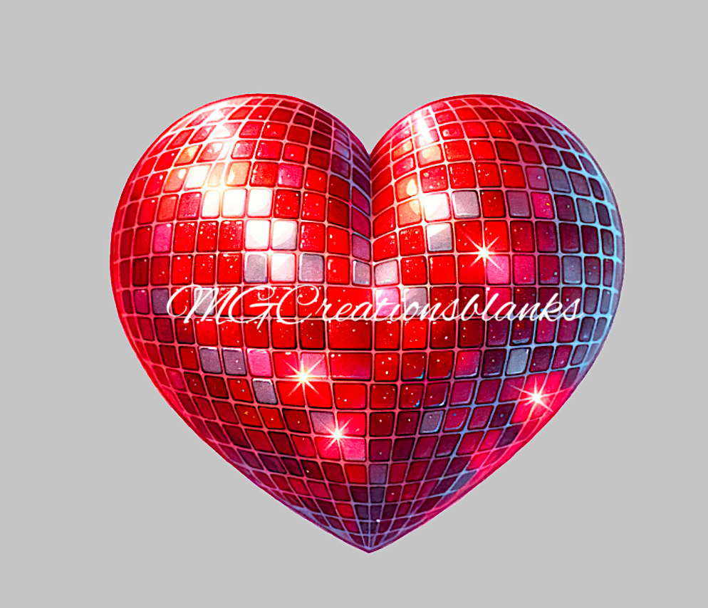 Valentine disco heart clear acrylic blanks for badge reels with vinyl decal, heart acrylic blank, Valentine heart DIY craft blank