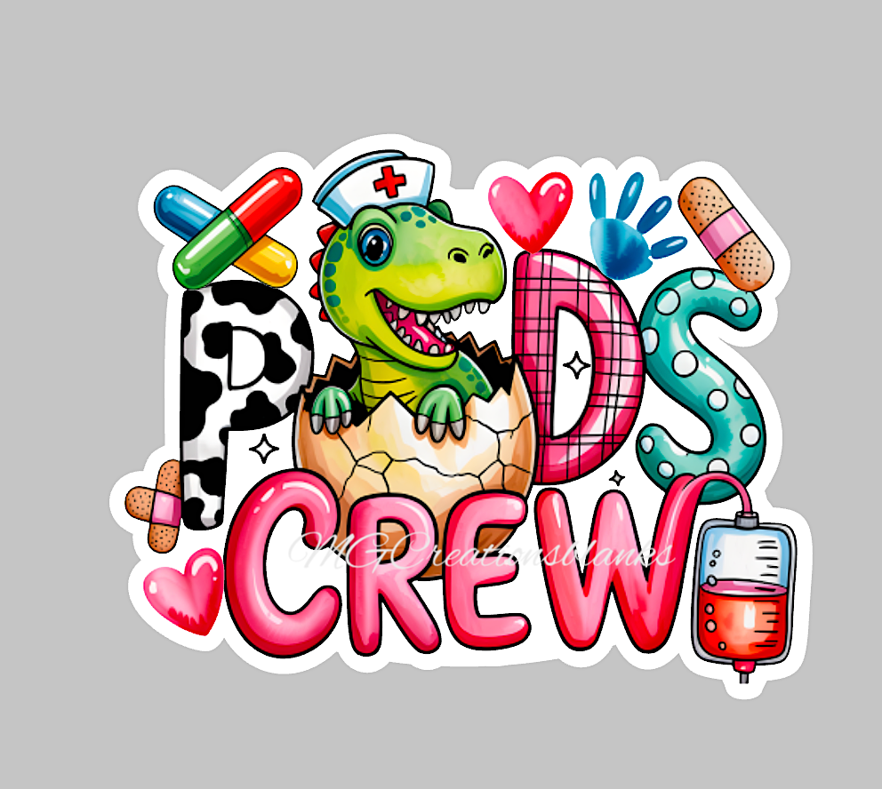 Pediatric crew acrylic blanks for badge reels & vinyl decal, PEDS crew craft acrylic blank, Pediatric Nurse badge reel, PEDS