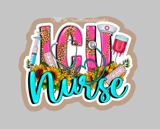 Intensive Care Unit nurse acrylic blank for badge reels & vinyl decal, ICU acrylic blank, ICU craft acrylic blank for badge reel, ICU nurse
