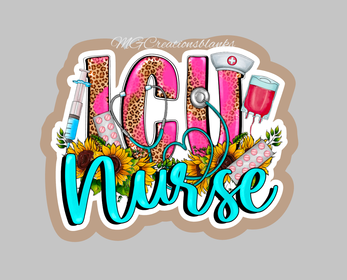 Intensive Care Unit nurse acrylic blank for badge reels & vinyl decal, ICU acrylic blank, ICU craft acrylic blank for badge reel, ICU nurse
