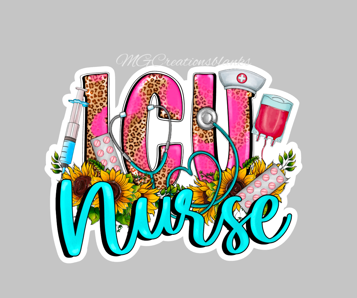 Intensive Care Unit nurse acrylic blank for badge reels & vinyl decal, ICU acrylic blank, ICU craft acrylic blank for badge reel, ICU nurse