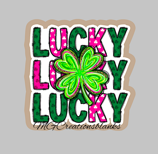 St. Patrick’s Lucky clover acrylic blanks for badge reels with vinyl decal, Lucky acrylic blank, Irish clover decal, St. Patrick DIY craft blank
