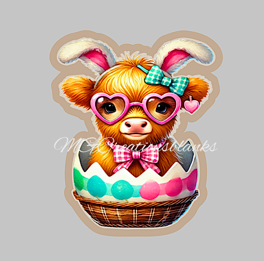 Easter cow clear acrylic blank for badge reels with vinyl decal, Easter acrylic blank, easter DIY craft blank, easter bunny craft blanks