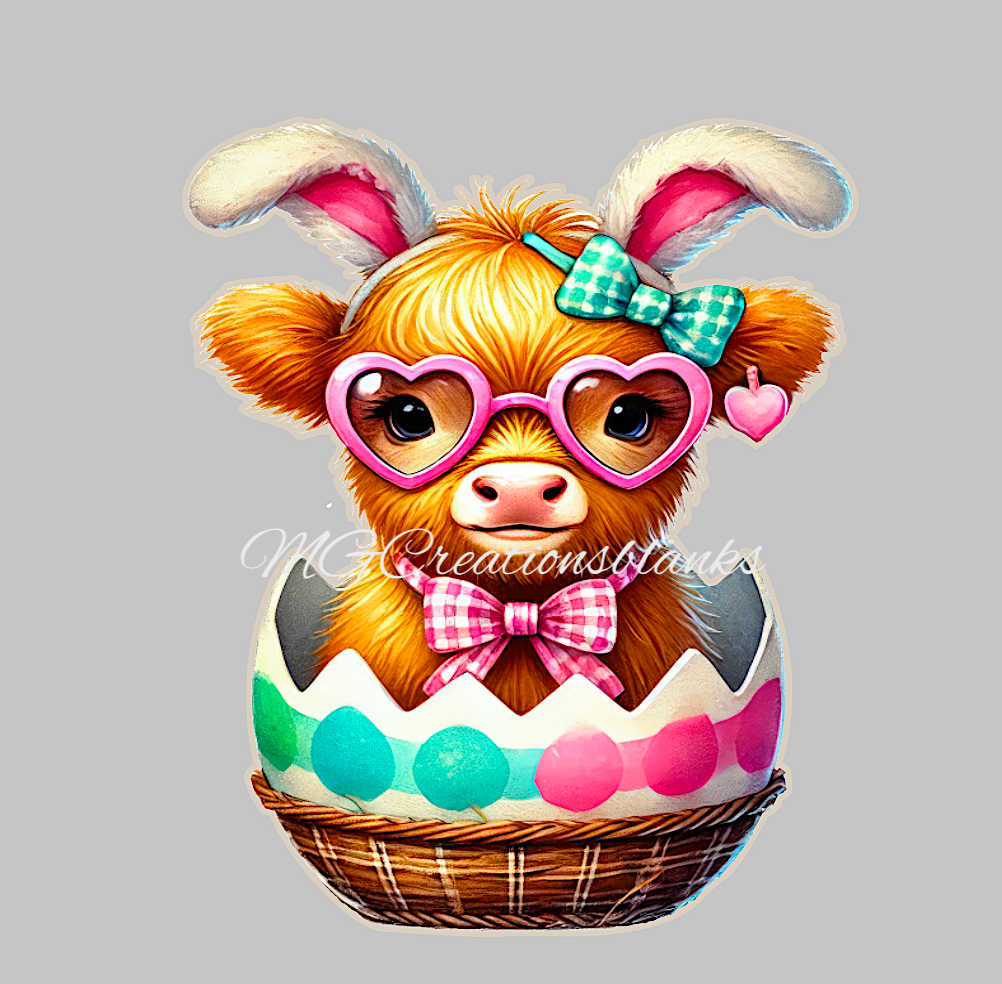 Easter cow clear acrylic blank for badge reels with vinyl decal, Easter acrylic blank, easter DIY craft blank, easter bunny craft blanks