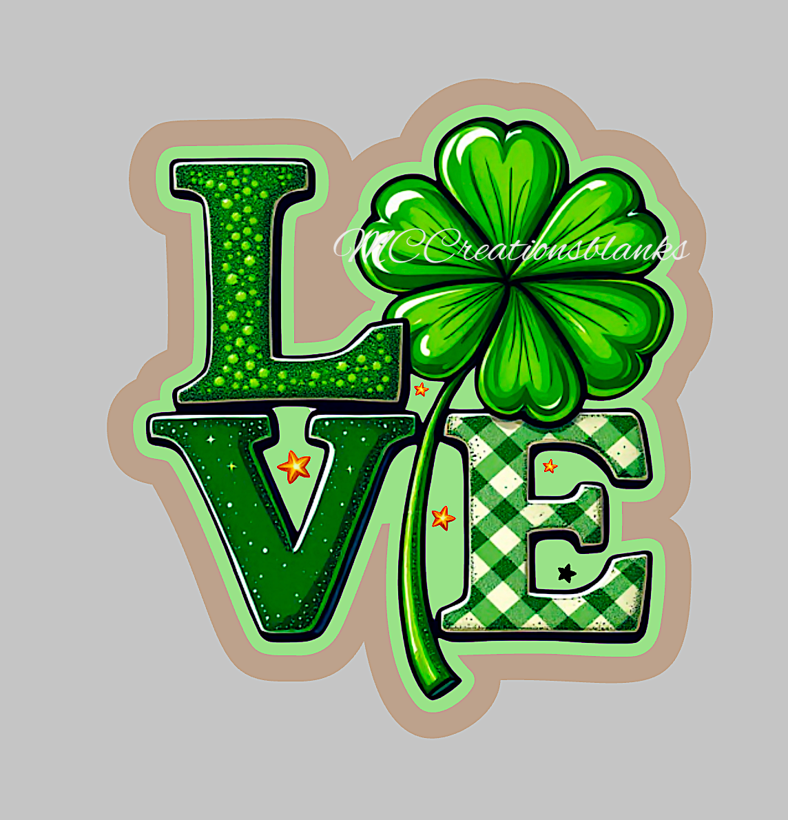St. Patrick’s Day love acrylic blanks for badge reels with vinyl decal, Irish Love DIY clear blank, St. Patrick Day love craft blank