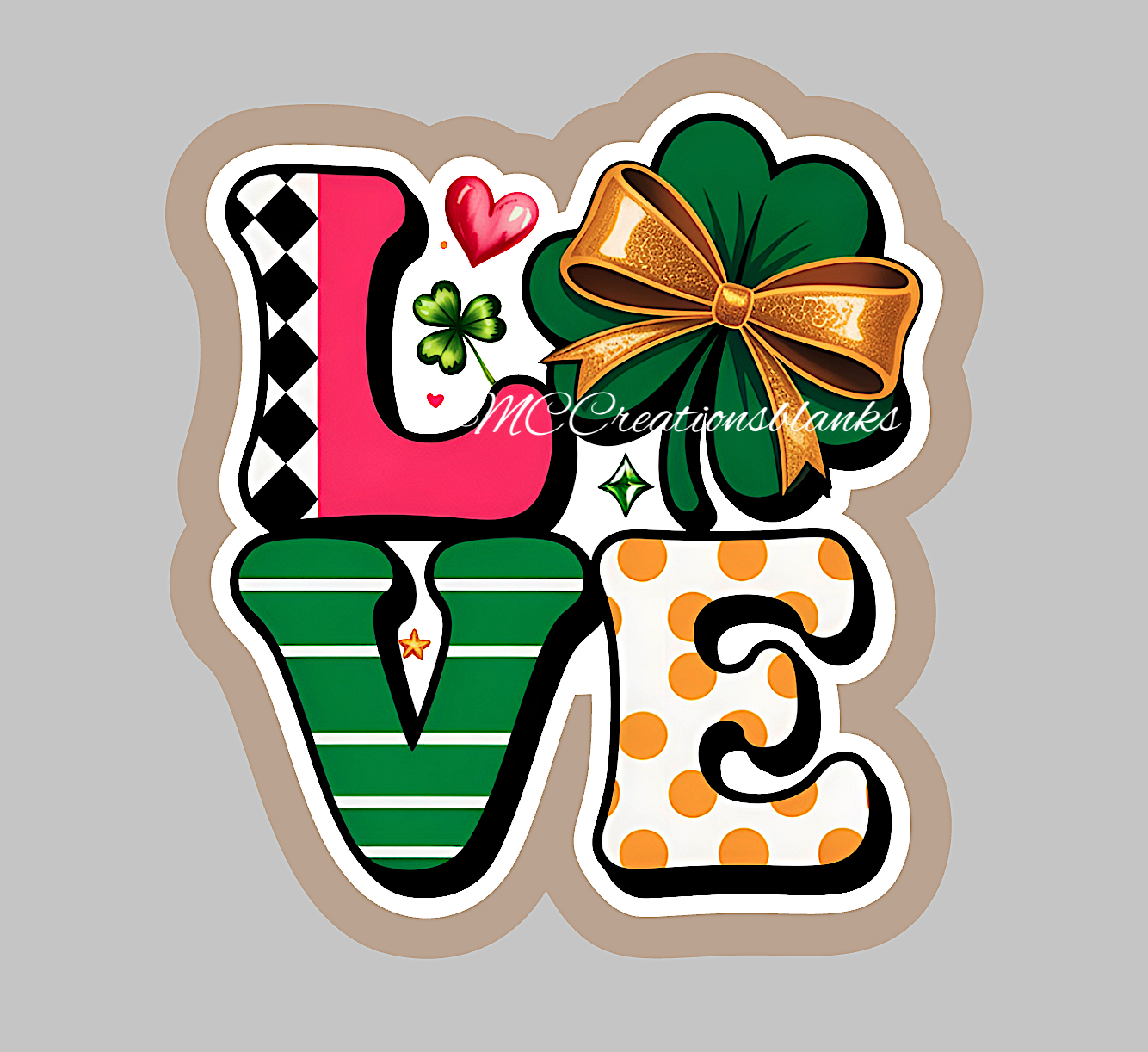 St. Patrick’s Day love acrylic blanks for badge reels with vinyl decal, Irish Love DIY clear blank, St. Patrick Day love craft blank