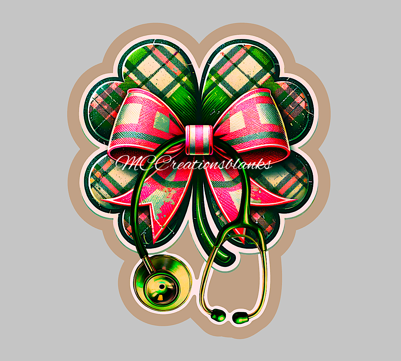 St. Patrick’s clover stethoscope acrylic blank for badge reels with vinyl decal, Irish Nurse clover DIY acrylic blank, Irish nurse clover, St. Patrick medical craft acrylic blank