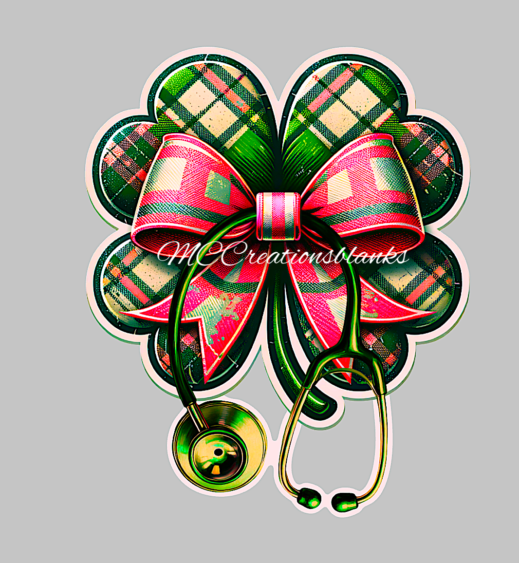 St. Patrick’s clover stethoscope acrylic blank for badge reels with vinyl decal, Irish Nurse clover DIY acrylic blank, Irish nurse clover, St. Patrick medical craft acrylic blank
