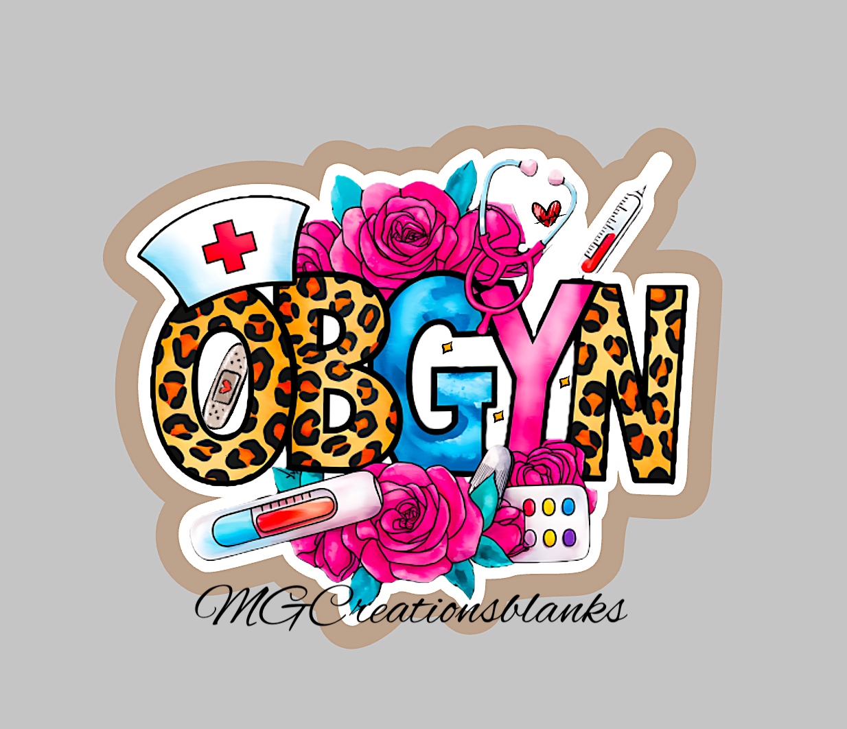 OB-GYN acrylic blanks for badge reels & vinyl decal, Gynecologist acrylic blank, OBGYN acrylic badge reel supplies, OBGYN DIY craft blanks