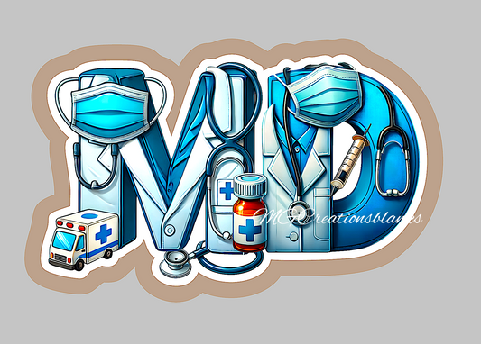 Doctor acrylic blanks for badge reels & vinyl decal, MD acrylic blank, doctor acrylic badge reel supplies, physician DIY craft blanks