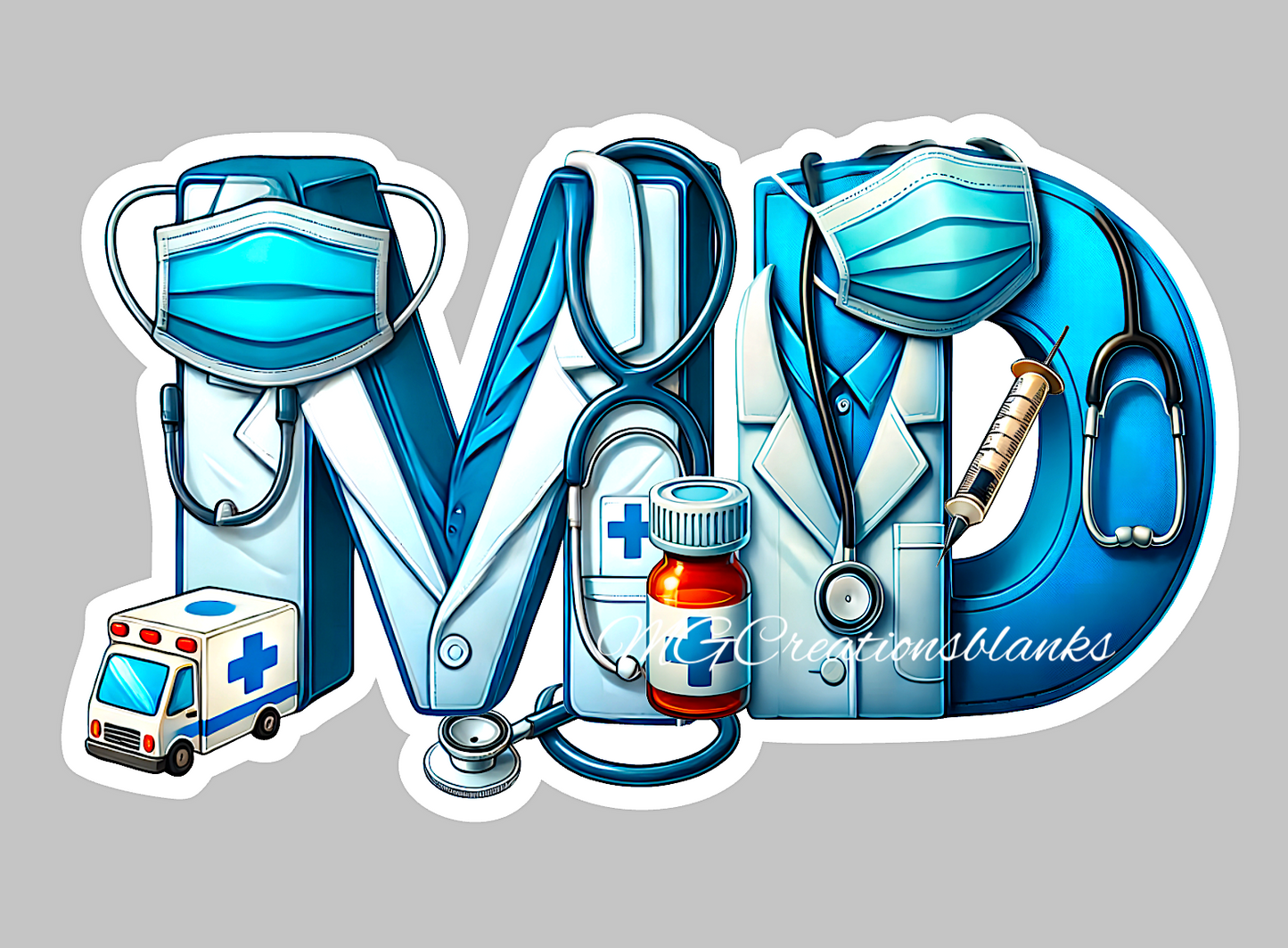 Doctor acrylic blanks for badge reels & vinyl decal, MD acrylic blank, doctor acrylic badge reel supplies, physician DIY craft blanks