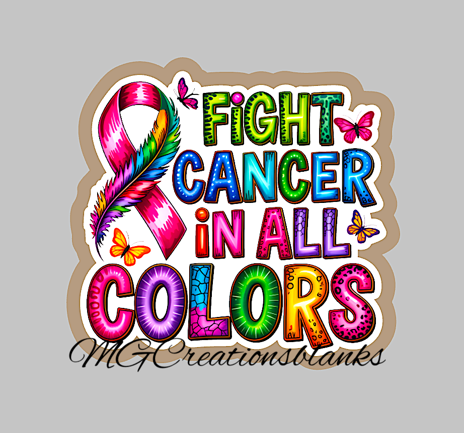 Fight cancer in all colors clear acrylic blanks & vinyl decal, cancer DIY acrylic blank, cancer awareness badge reel supplies, cancer craft blank (Copy)