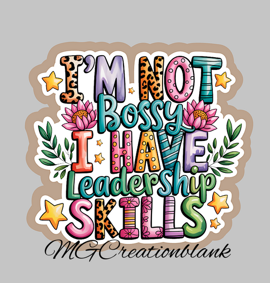 I'm not bossy clear acrylic blanks & vinyl decals for badge reels, sarcasm craft acrylic blank, leader DIY craft blanks for badge reel, funny DIY acrylic blank