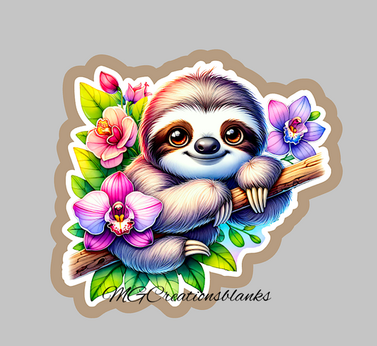 Sloth clear acrylic blanks for badge reels with vinyl decal, sloth acrylic blank, sloth DIY craft blank for badge reels