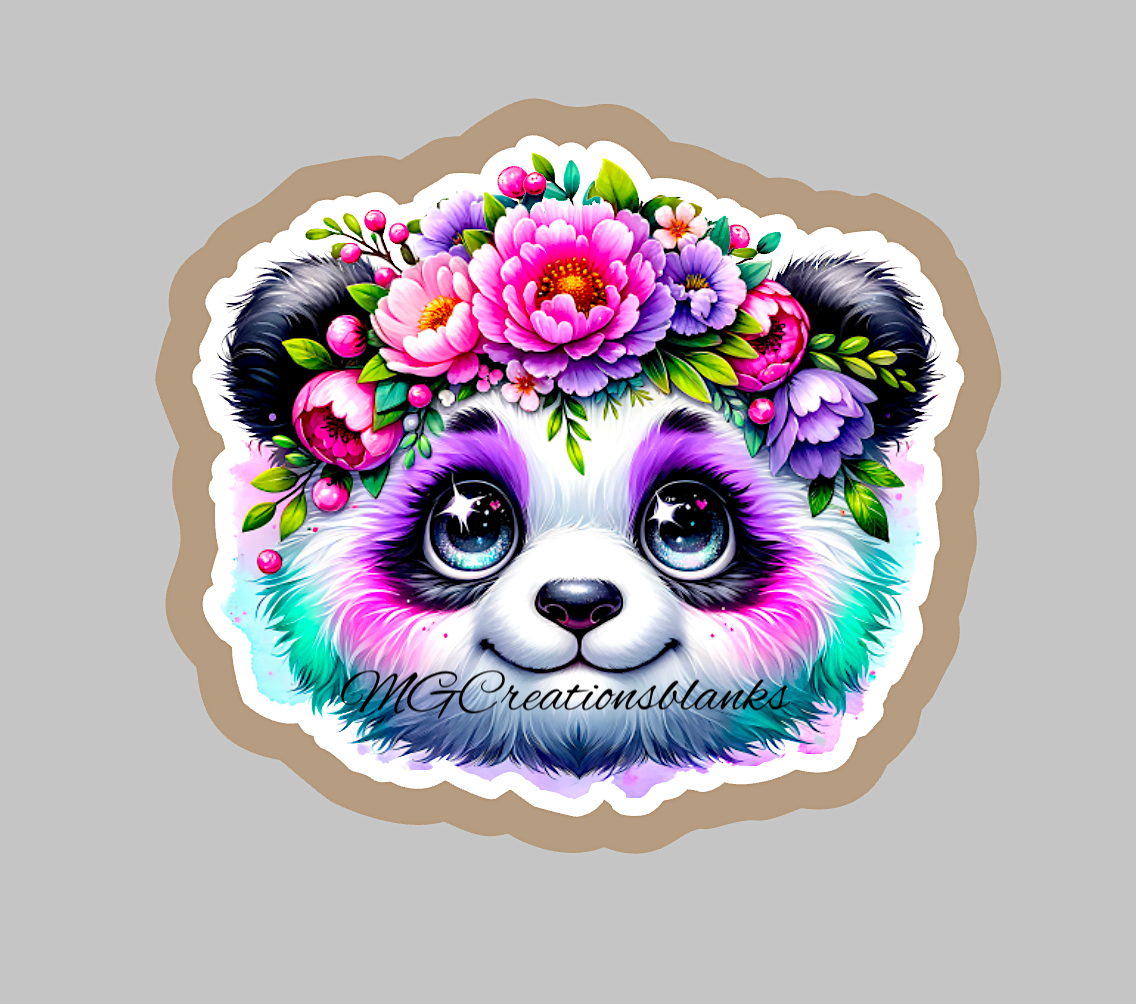 Panda clear acrylic blanks for badge reels with decal, baby panda craft blank, Panda DIY blank, Panda