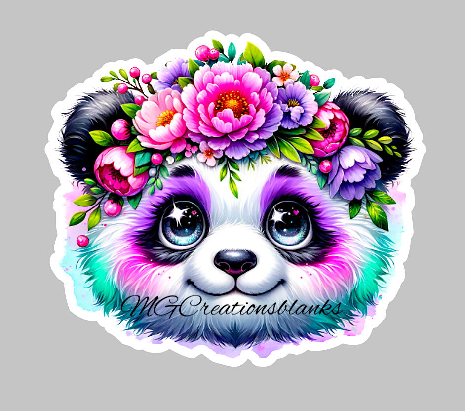 Panda clear acrylic blanks for badge reels with decal, baby panda craft blank, Panda DIY blank, Panda