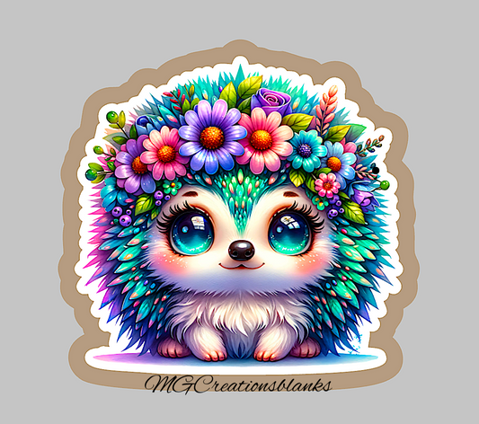 Hedgehog clear acrylic blank for badge reel with vinyl decal, woodland animal acrylic blank, Hedgehog decal, Hedgehog DIY craft blank for badge reels
