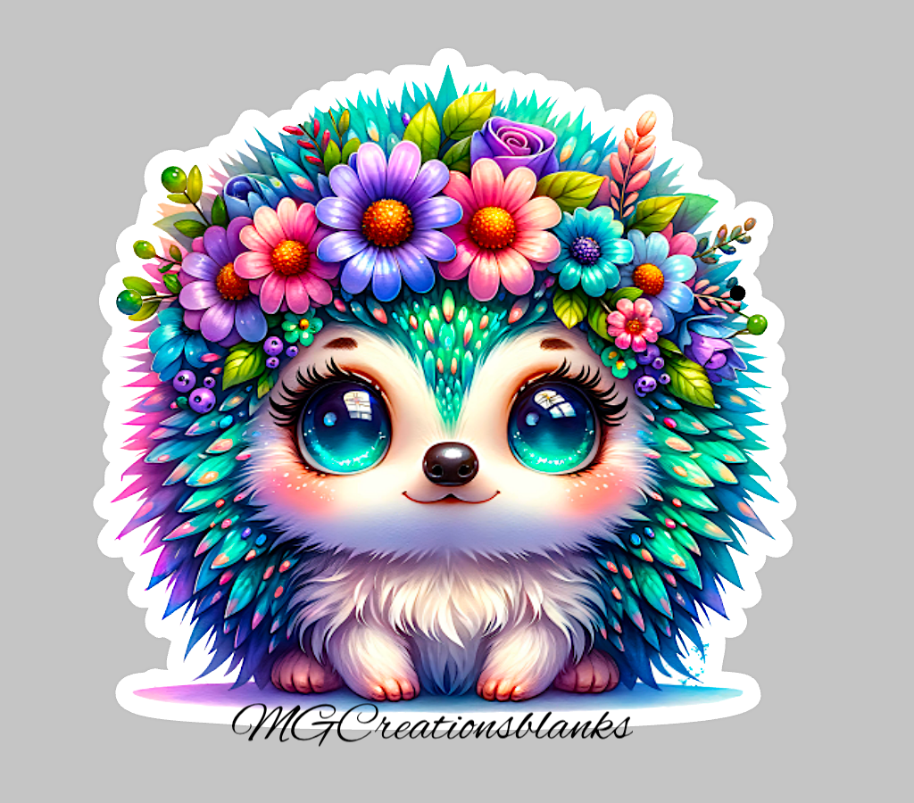 Hedgehog clear acrylic blank for badge reel with vinyl decal, woodland animal acrylic blank, Hedgehog decal, Hedgehog DIY craft blank for badge reels