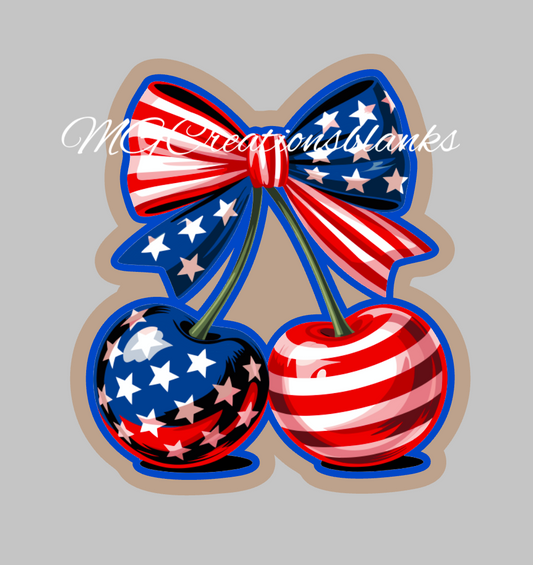 4th of July cherries clear acrylic blanks for badge reels with vinyl decal, cherries acrylic blank, Independence Day DIY craft blank, Independence day clear blank, badge reel supplies