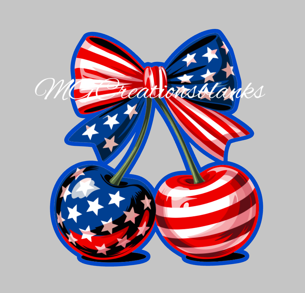 4th of July cherries clear acrylic blanks for badge reels with vinyl decal, cherries acrylic blank, Independence Day DIY craft blank, Independence day clear blank, badge reel supplies