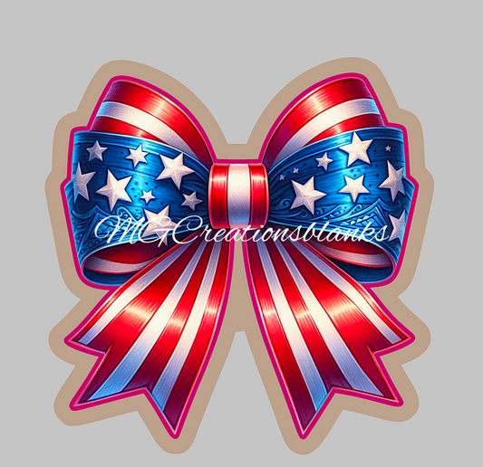 4th of July bow clear acrylic blanks for badge reels with vinyl decal, 4th of July Bow DIY acrylic blank, Independence day craft acrylic blank